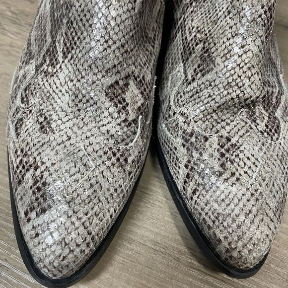 BIANCO Snake Side Zip Bootie Ankle Boots PORTUGAL Pointed Toe Womens US 8 EU 39 - Picture 10 of 10